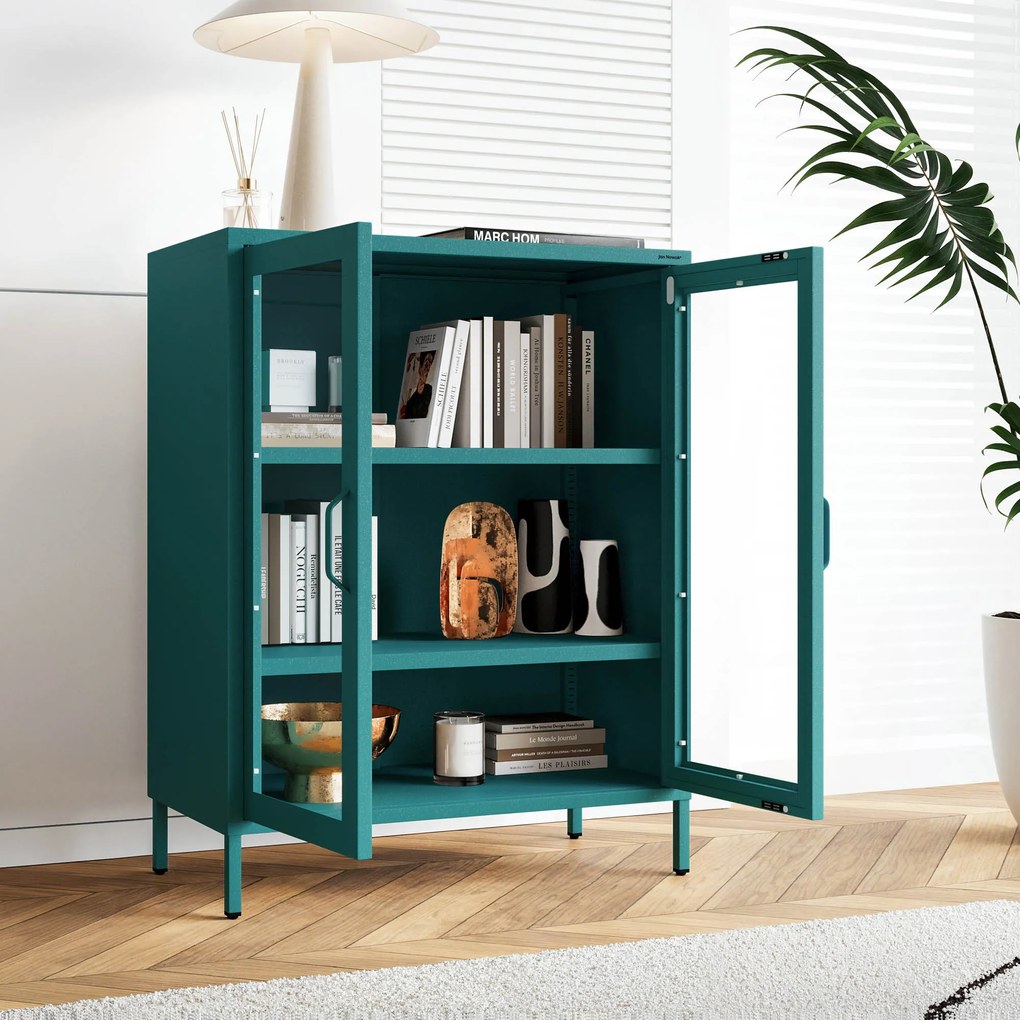 Vitrína GINA, 800 x 1015 x 400 mm, Modern: morská farba