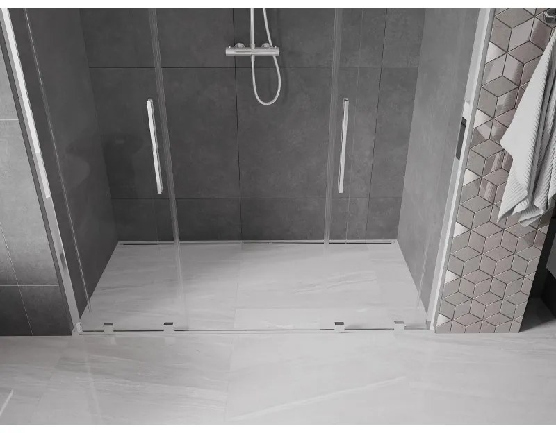 Mexen Velar L Duo, posuvné sprchové dvere do otvoru 170 cm, 8mm číre sklo, chrómová, 871-170-003-02-01