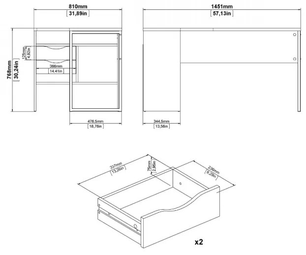 Písací stôl Felixa IV matná čierna/dub