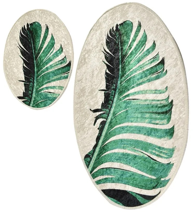 Súprava 2 kusov kúpeľňových predložiek Floret béžová/zelená