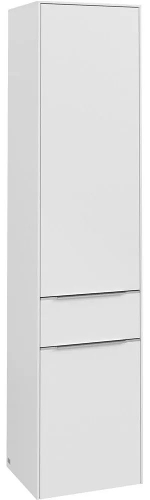 VILLEROY & BOCH Subway 3.0 závesná vysoká skrinka, 2 dvierka + 1 zásuvka, pánty vpravo, 400 x 362 x 1710 mm, Pure White, C59100VF