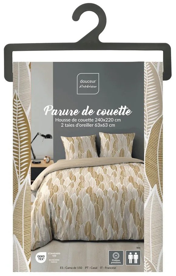 Okrovožlté obliečky na dvojlôžko/predĺžené z mikrovlákna 240x220 cm Kim – douceur d'intérieur