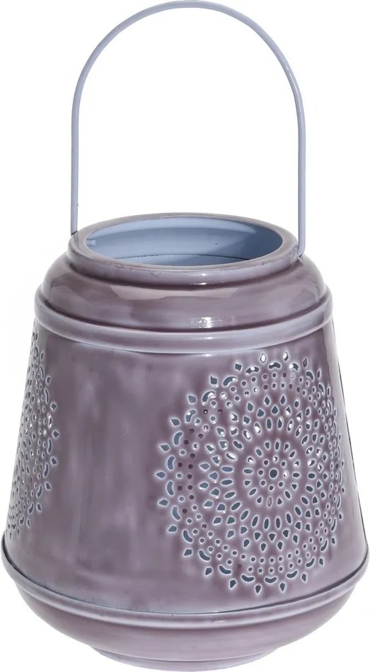 Hliníkový lampáš Larmes fialová, 19 cm