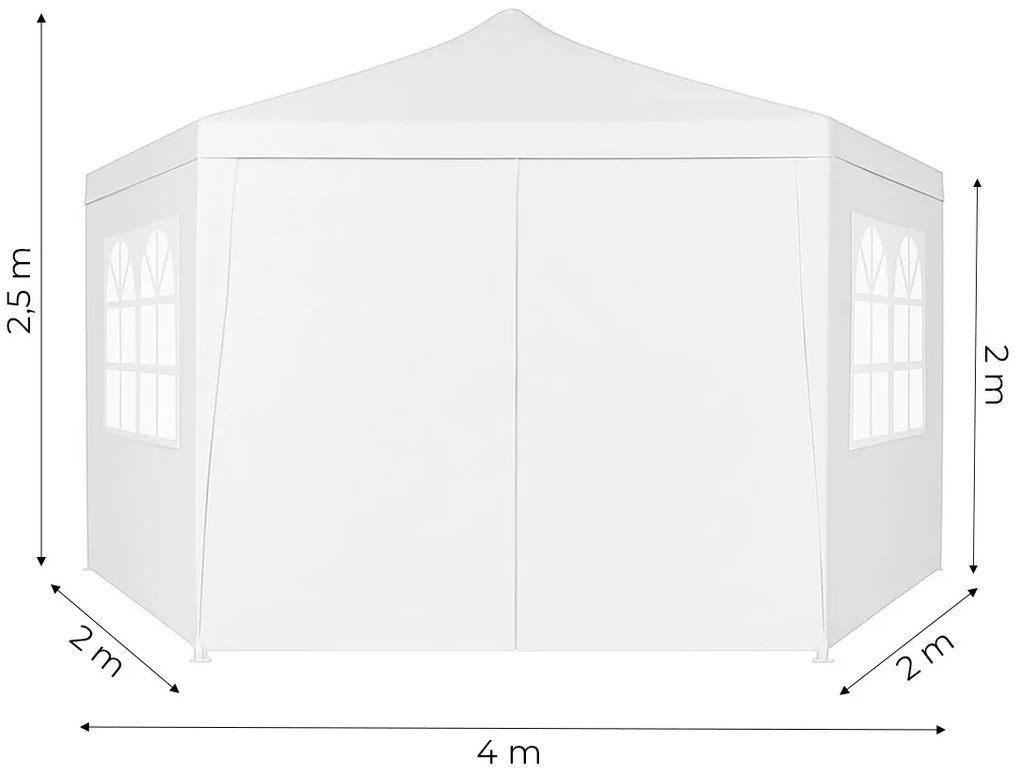 Záhradný pavilónový altánok, s oknami, biely, MultiGarden
