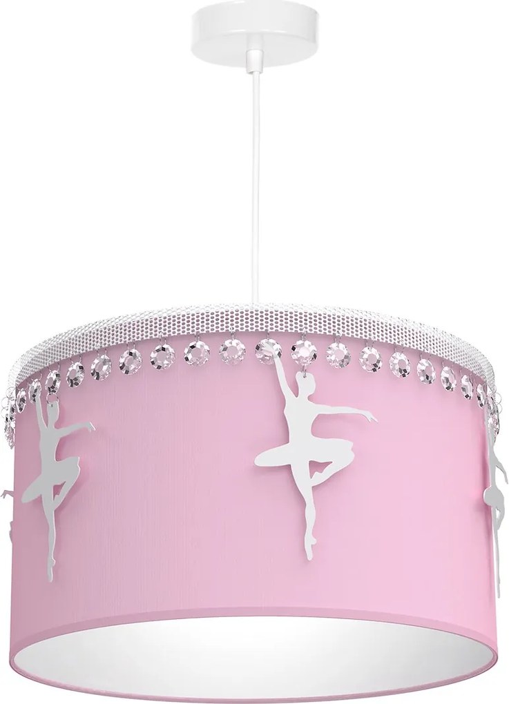 Detské závesné svietidlo Baletnica pink, 1x ružové textilné tienidlo, w