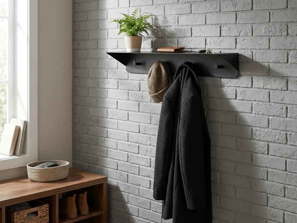 Kovový nástenný vešiak KENAN 60 cm, čierny