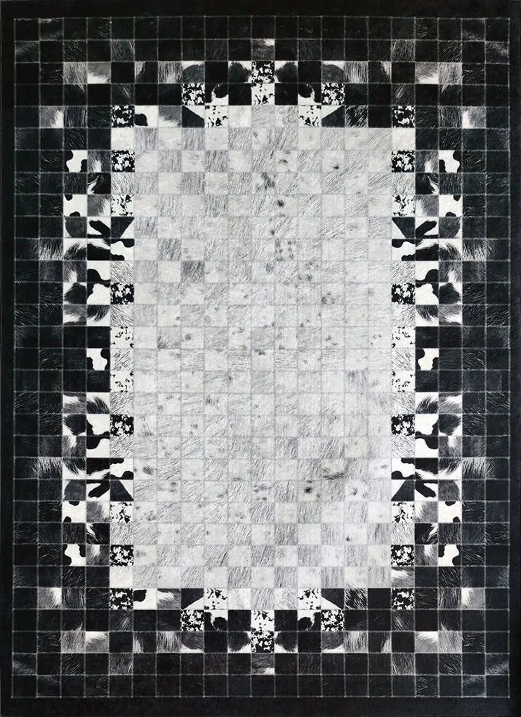 BE Koberec Porte 2054 GREY – sivý čierny obdĺžnikový Rozmer: 160x220 cm