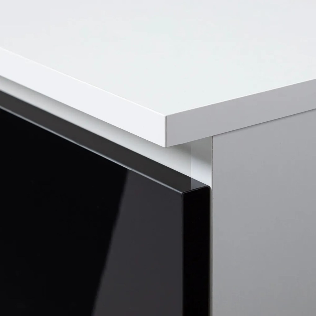 Rohový písací stôl B20 biely/čierny pravý