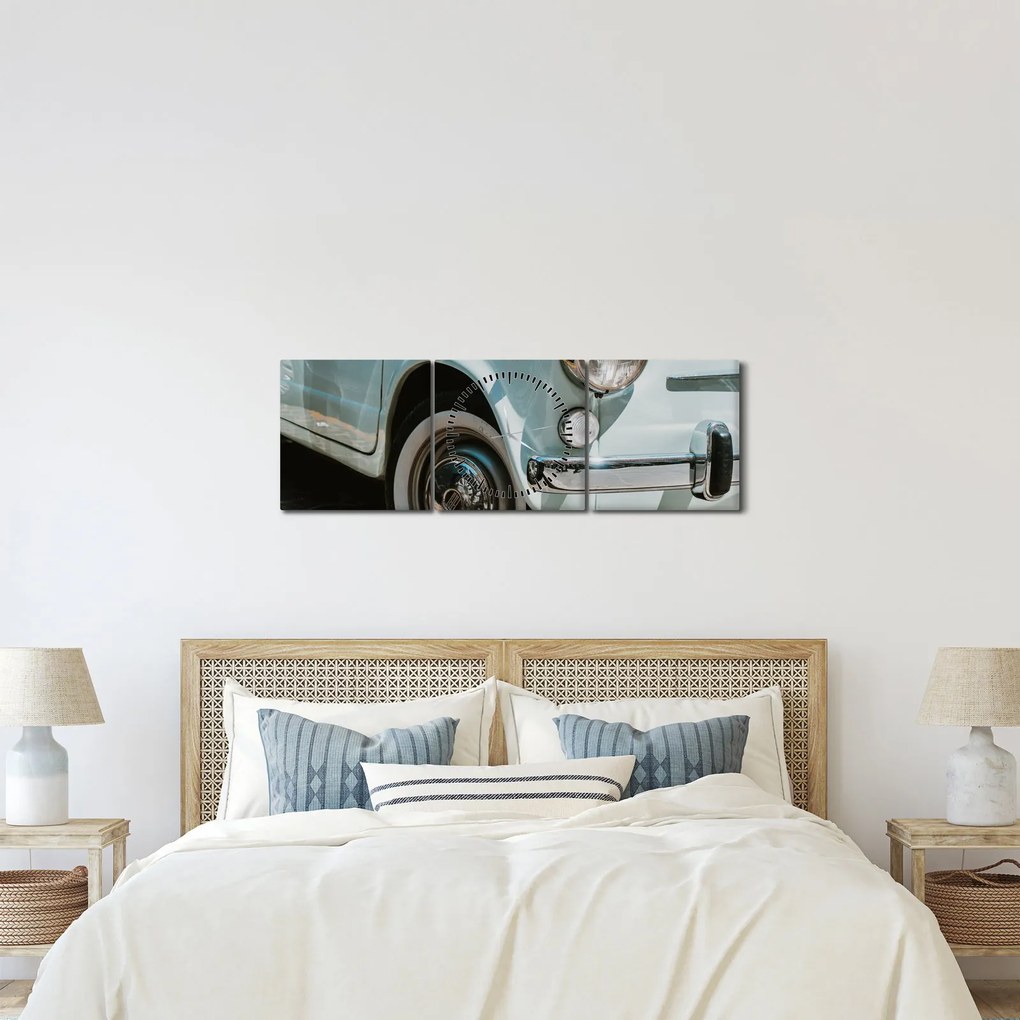Obraz - Retro auto Fiat (s hodinami) (90x30 cm)