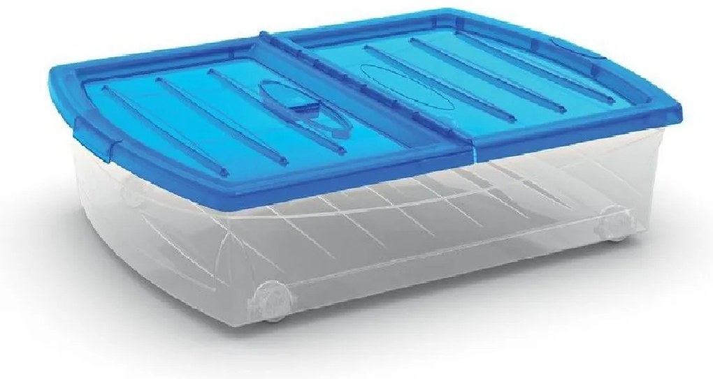KIS Spinning Box XL priehľadné, modré veko, 56l