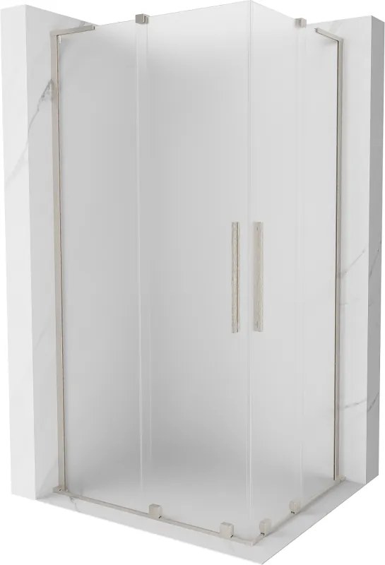 Mexen Velar L Duo, sprchový kút s posuvnými dverami 90 x 80 cm, 8mm sklo námraza, brúsená oceľ, 871-090-080-02-33-97