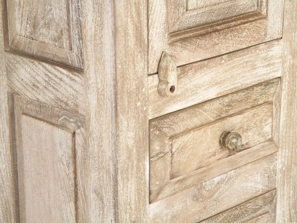 furniture-nabytek.cz - Masivní koupelnová vysoká komoda Patina z mangového dřeva, lakovaná, přírodní – 48×33×130 cm