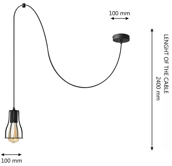 Luster na lanku TUBE LONG 1xE27/15W/230V čierna