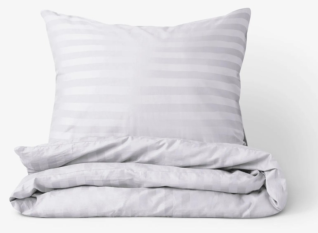 Goldea damaškové posteľné obliečky - svetlo sivé prúžky so saténovým leskom 150 x 200 a 50 x 60 cm