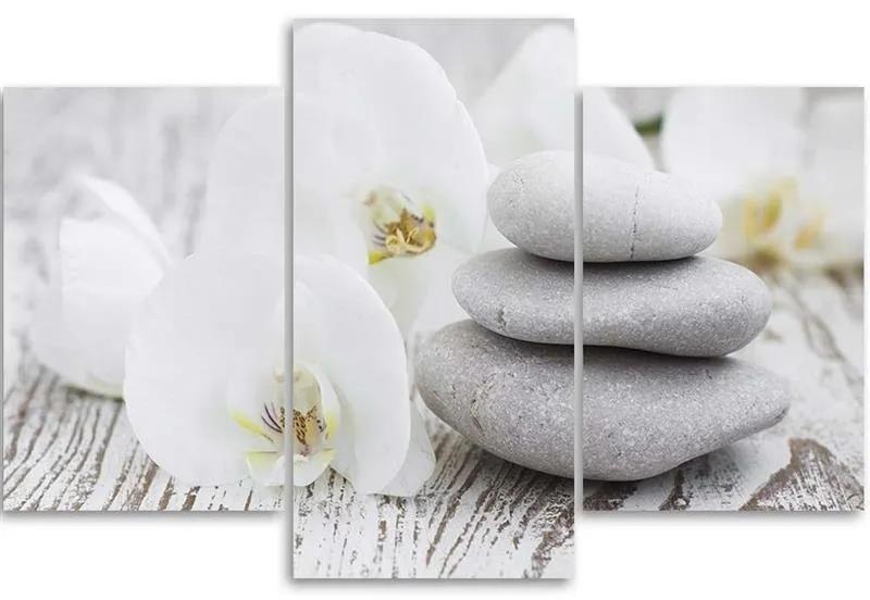 Obraz na plátně třídílný Orchid Stones Zen Spa - 60x40 cm