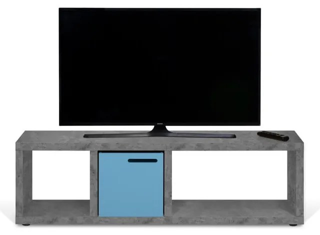 Sivý TV stolík v dekore betónu 150x45 cm Berlin – TemaHome