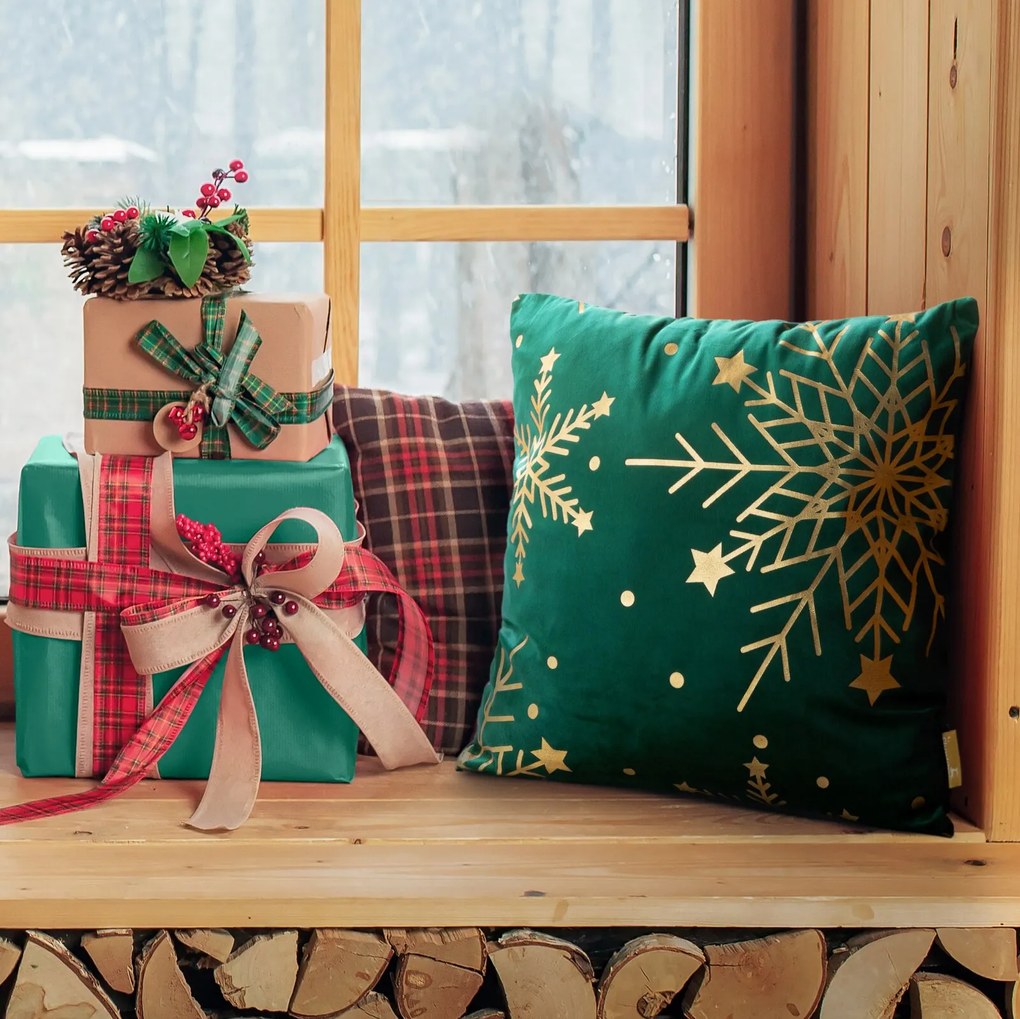 VIANOČNÁ DEKORAČNÁ OBLIEČKA NA VANKÚŠ ELEGANCE3 45X45 CM VZOROVANÁ