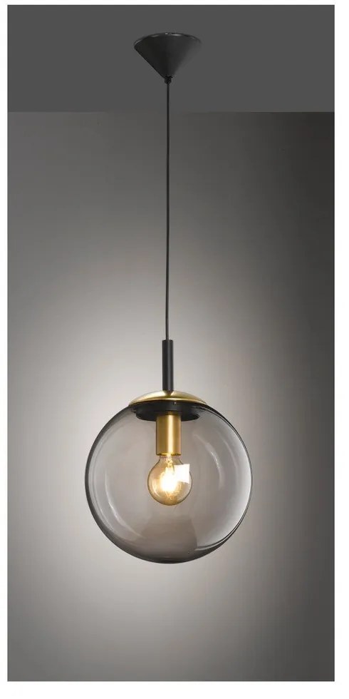 Čierne závesné svietidlo so skleneným tienidlom Dini – Fischer & Honsel