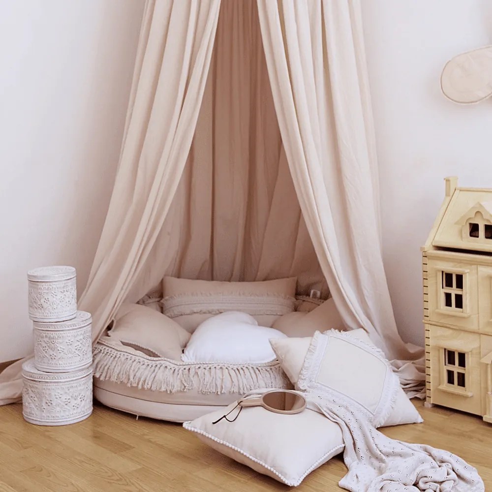 Boho vankúš s bublinkami púdrovo ružový 44x44 cm