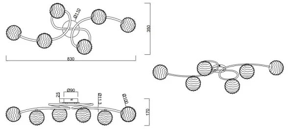 Reality - Prisadený luster WIRE 6xG9/28W/230V