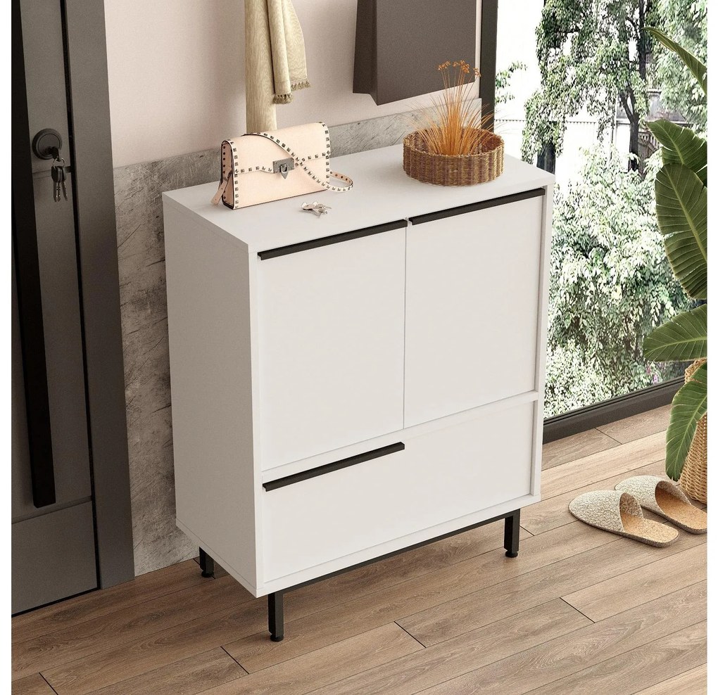 Botník (skrinka na topánky) Nimelo 4 (biela). Akcia -18%. Vlastná spoľahlivá doprava až k Vám domov. 1094671