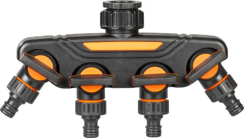 Rozbočovač Strend Pro Garden, spojka, záhradný, 4-way, s ventilmi