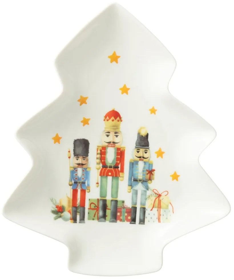 Servírovací tanier stromček s Luskáčikmi Chris Nutc v darčekovej krabičke - 25*21*3 cm