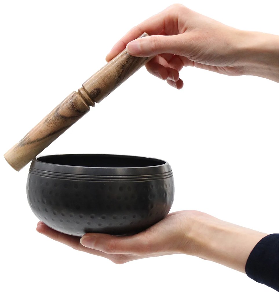 Spievajúca miska čierna mosadzná  - 14cm