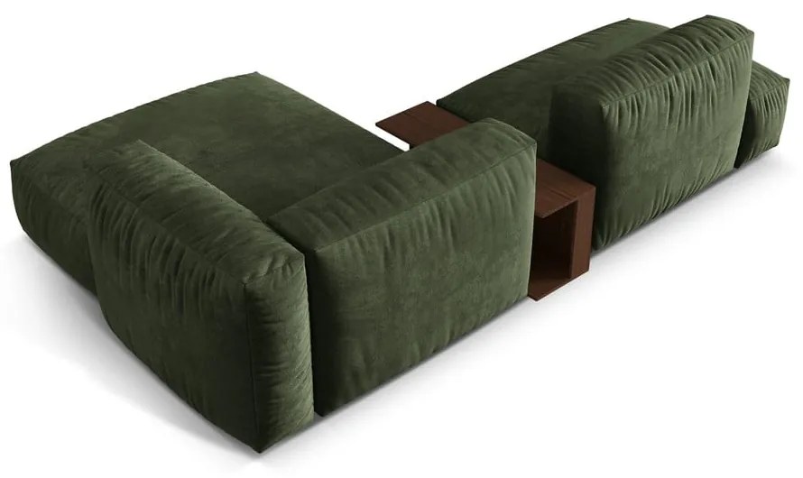 Zelená zamatová modulárna rohová pohovka (pravý roh/s leňoškou) Martina – Micadoni