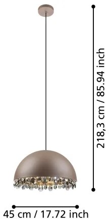 Eglo 39948 - Luster na lanku GAETANO 1xE27/40W/230V hnedá