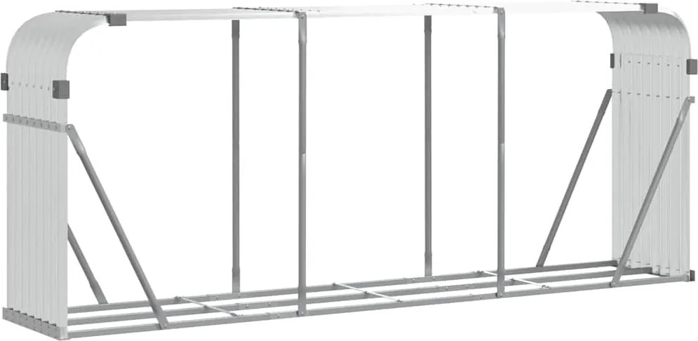 vidaXL Držiak na polená strieborný 234x45x100 cm pozinkovaná oceľ