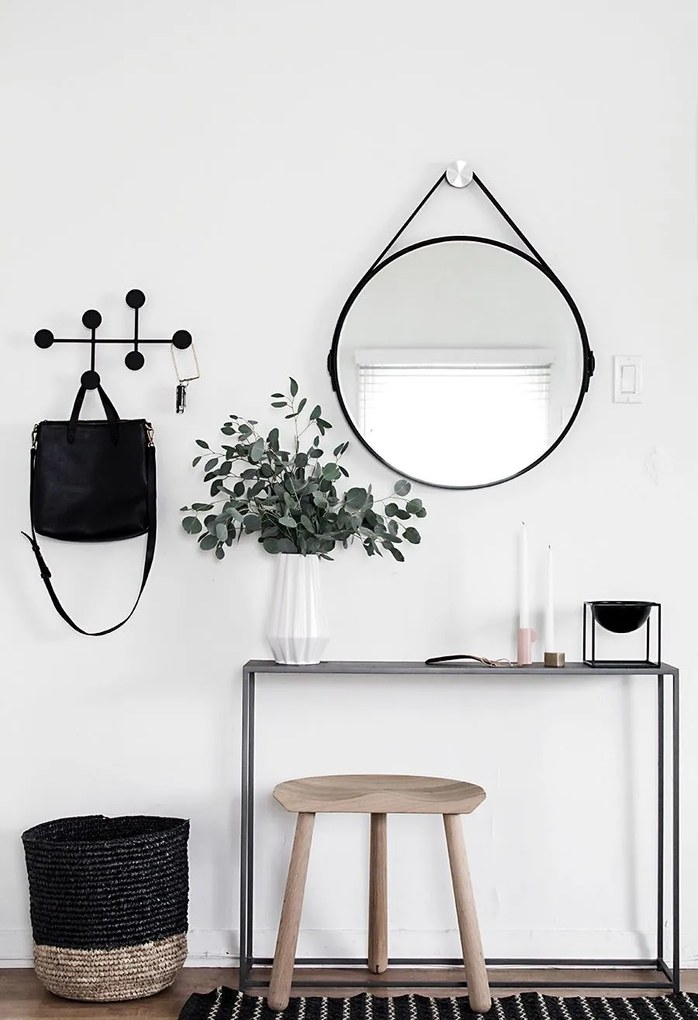 Dekorstudio Okrúhle Retro zrkadlo na koženom páse 60cm