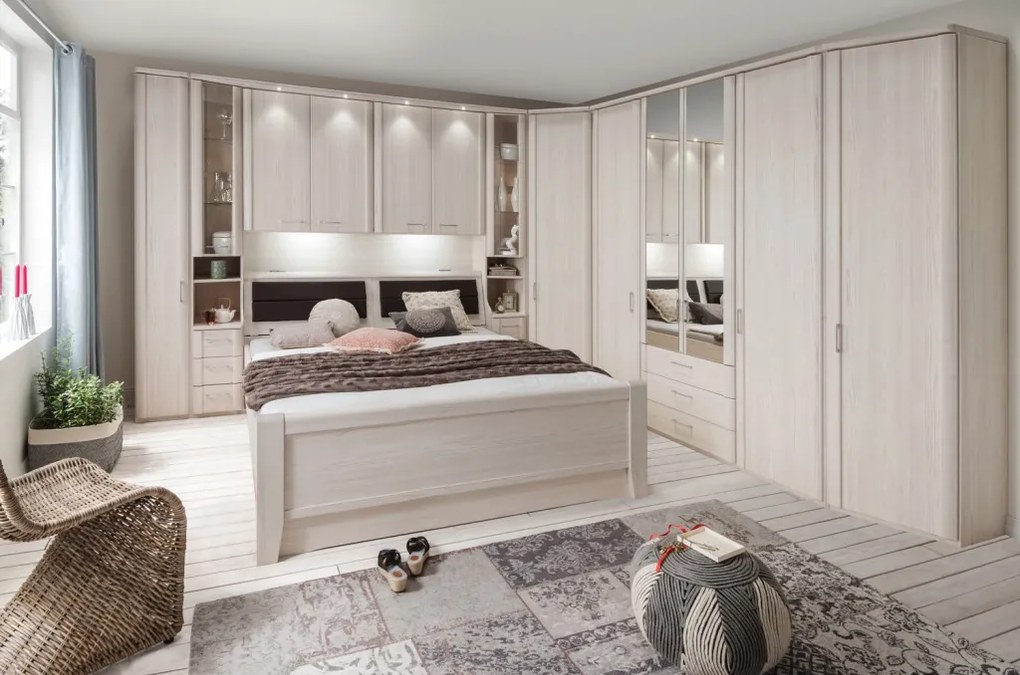 Rohová šatníkova skriňa Luxor 93/93 cm, polárny smrekovec