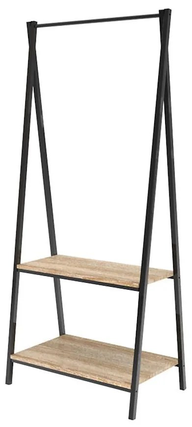 Vešiak s policami 9328 prírodné/čierna