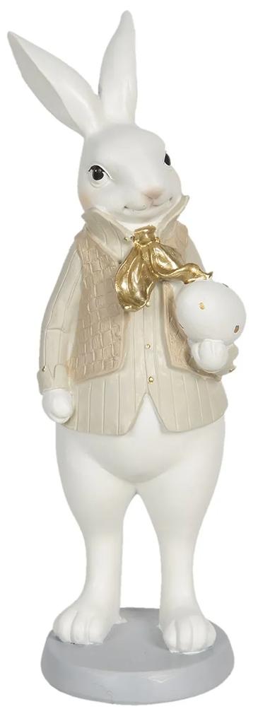 Veľkonočné dekoračné soška králika s vajíčkom - 10 * 10 * 25 cm