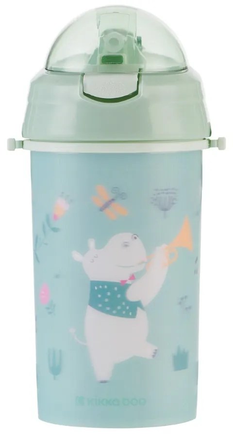 Hrnček so silikónovou slamkou a popruhom 450ml Music Fest Mint