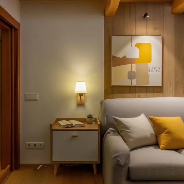 Brilagi - Nástenná lampa NUBILA WOOD 1xE27/25W/230V dub/krémová