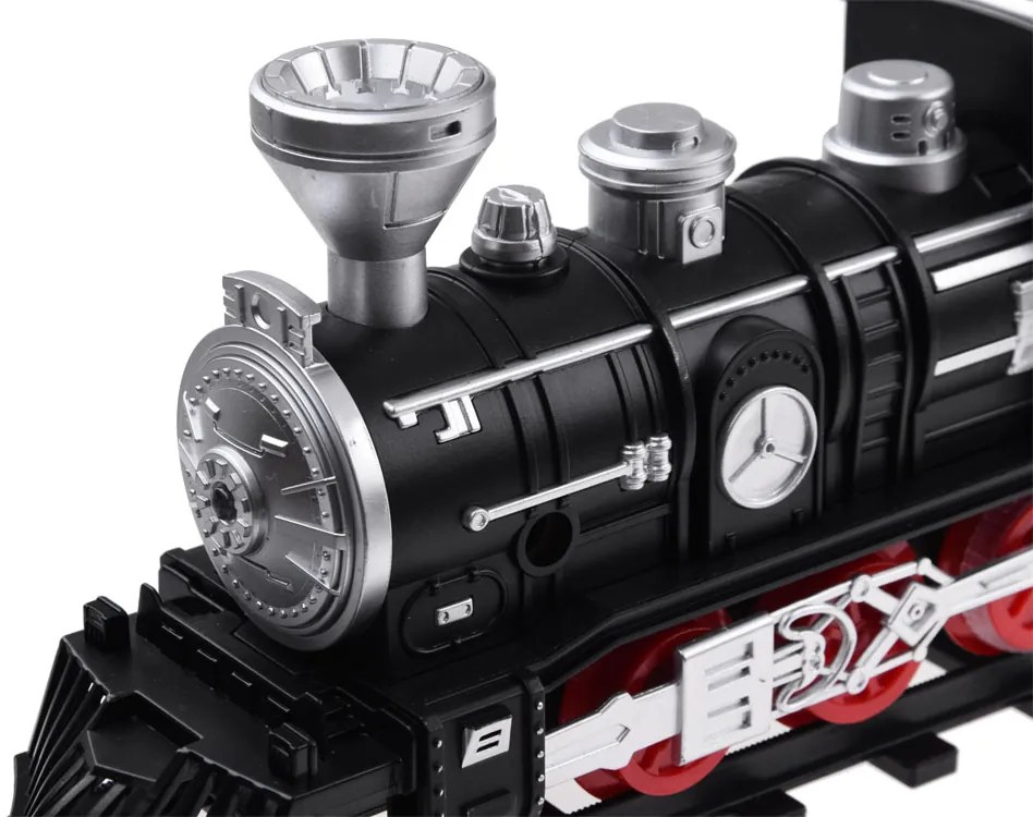 Vláčik s koľajami s lokomotívou a piatimi vagónmi RC0629