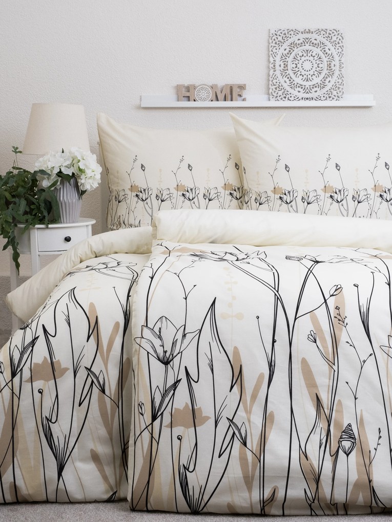 Francúzske bavlnené obliečky Renforcé – Aneta béžová