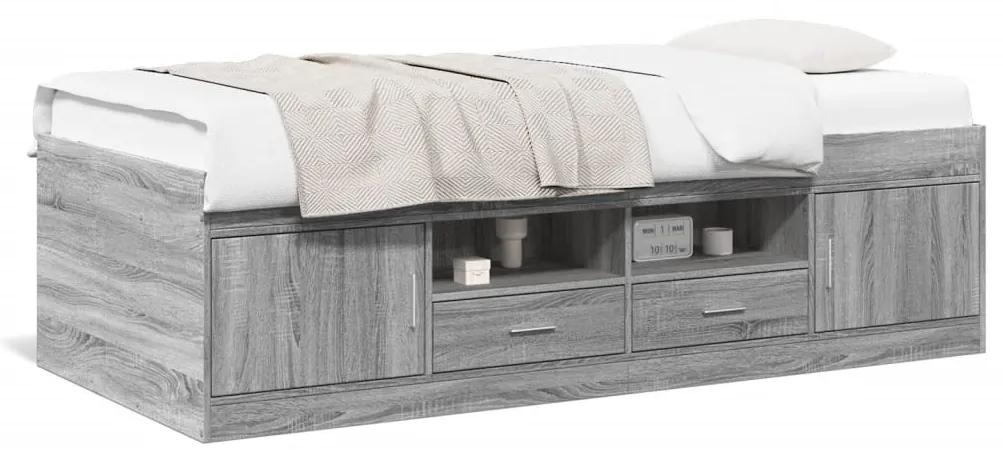 Denná posteľ so zásuvkami sivá sonoma 100x200 cm kompoz. drevo 3280242