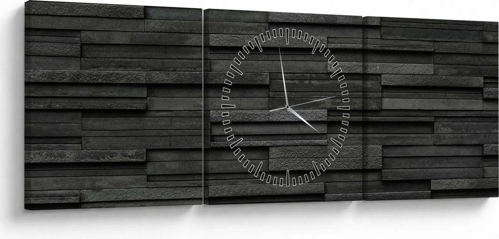 Obraz - Kamenná textúra (s hodinami) (90x30 cm)