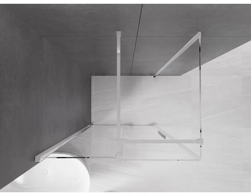 Mexen Velar, sprchový kút s posuvnými dverami 110(dvere) x 75(stena) cm, 8mm číre sklo, chrómový profil, 871-110-075-01-01