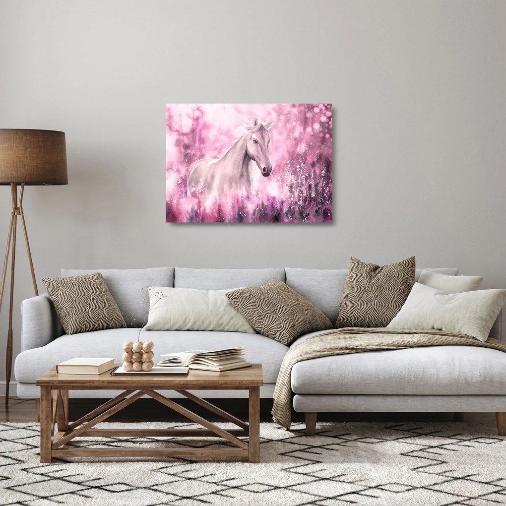 Sklenený obraz - Maľovaný kôň (70x50 cm)