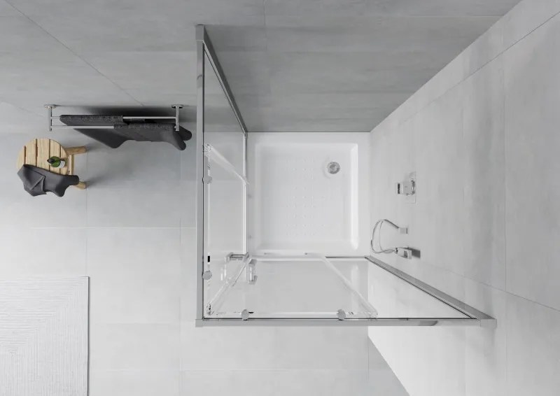 Mexen Rio štvorcový sprchový kút 80 x 80 cm, priehľadný, chróm + sprchová vanička , biela - 860-080-080-01-00-4510