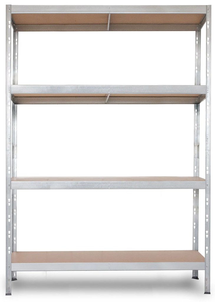 Bezskrutkový kovový regál RIVET BUDGET, 180x120x40 cm, 4x HDF polica, zinok