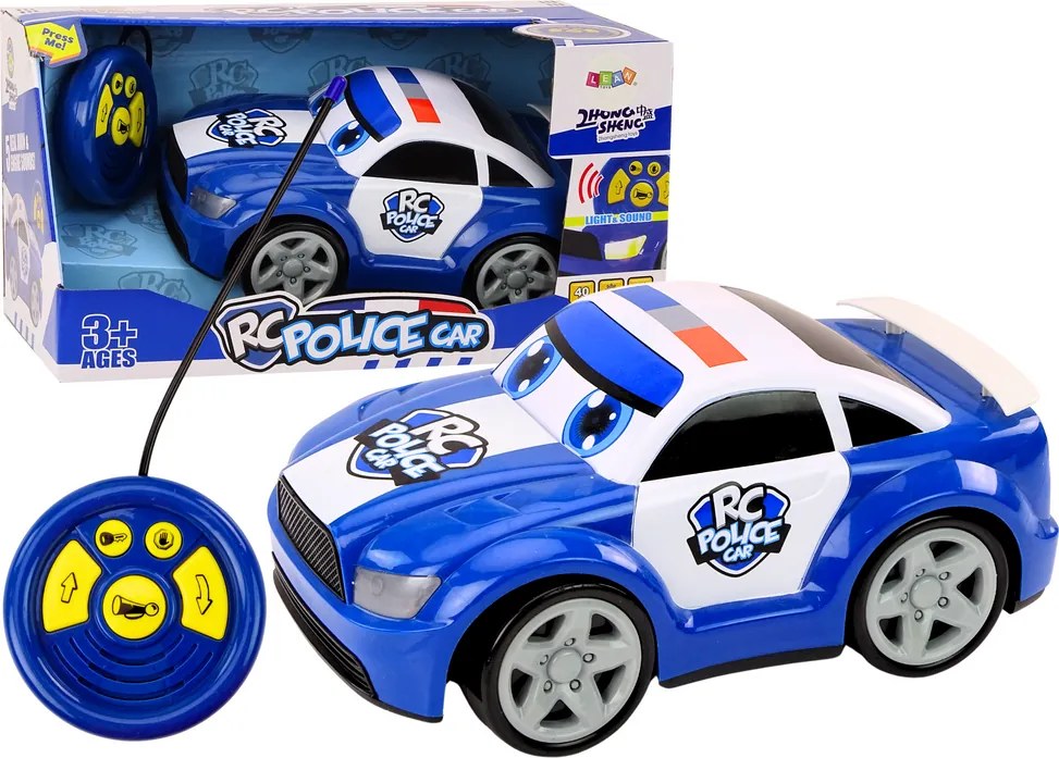 LEAN Toys Policajné auto Cartoon diaľkovo ovládané svetlá zvuky