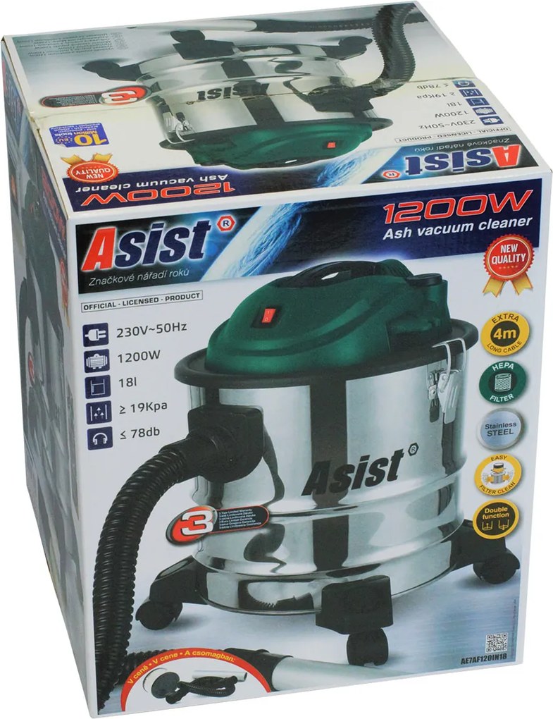 ASIST Vysávač popola 1200W, 18L nerez