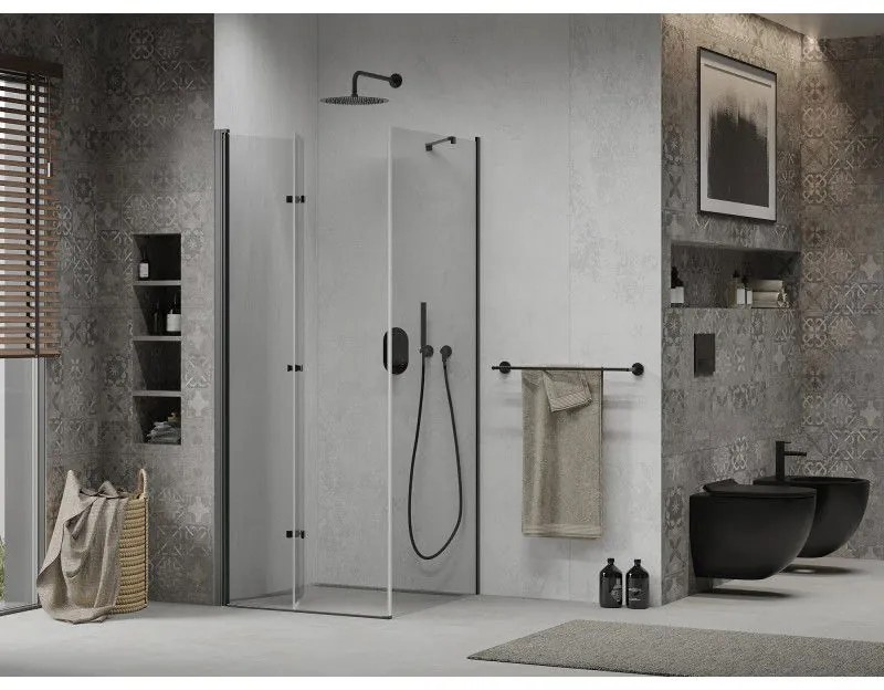 Mexen Lima, sprchovací kút 120 (dvere) x 120 (stena) cm, 6mm číre sklo, čierny profil, 856-120-120-70-00