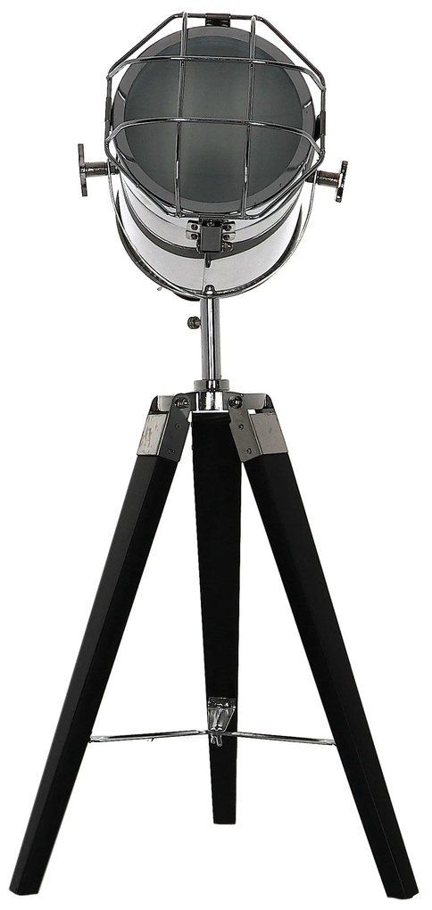 Dekorstudio Podlahová lampa TRIPOD na čiernej trojnožke s chrómovaným tienidlom