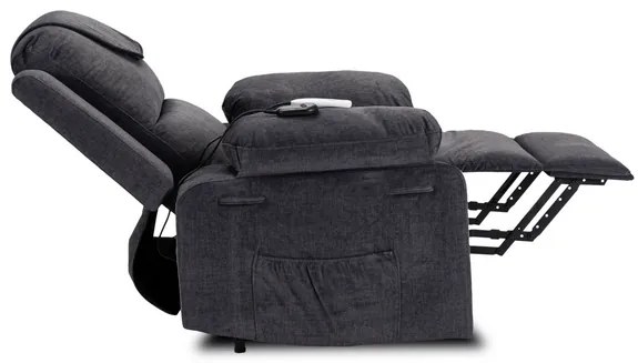 Masážne kreslo s funkciou vstávania MARCOS tmavosivé